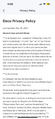 The Deco Privacy Policy document as seen in the Deco app.